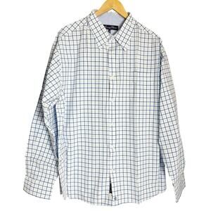 American Classics Russell Simmons White Blue Plaid Check Print Button Down Shirt